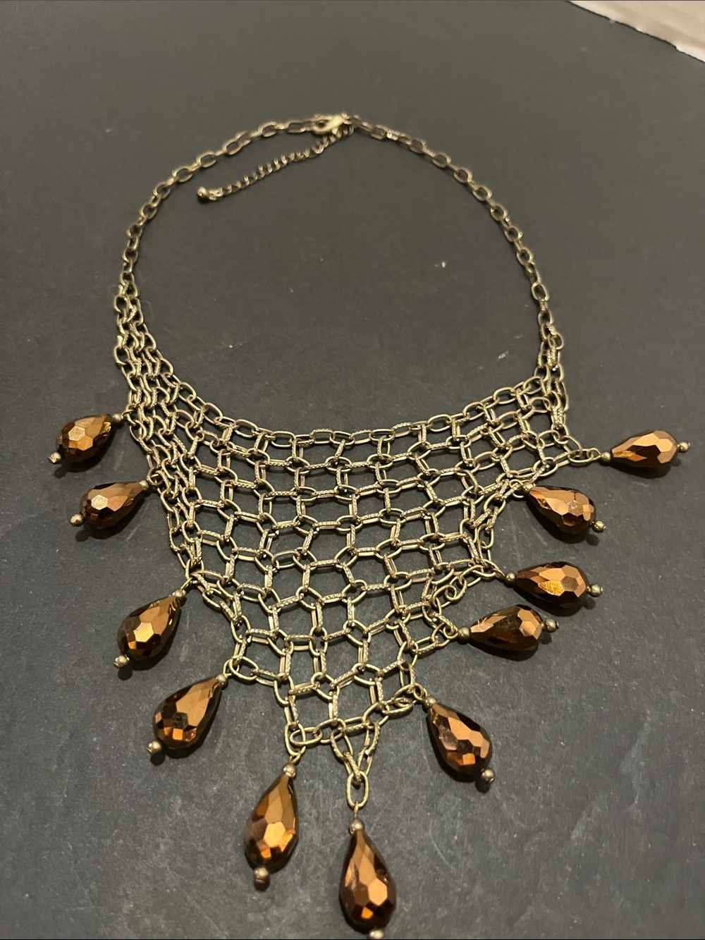 Chainmail Beaded Gold Necklace